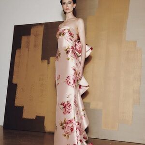 Elegant Strapless Floral Dress